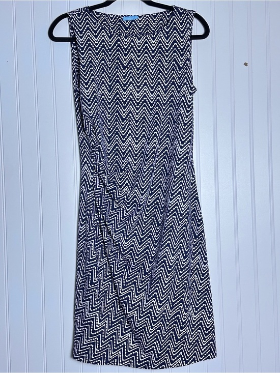 J. McLaughlin Dresses & Skirts - J.McLaughlin Ruched Sleeveless Catalina Cloth Dress M Geometric Crew Neck